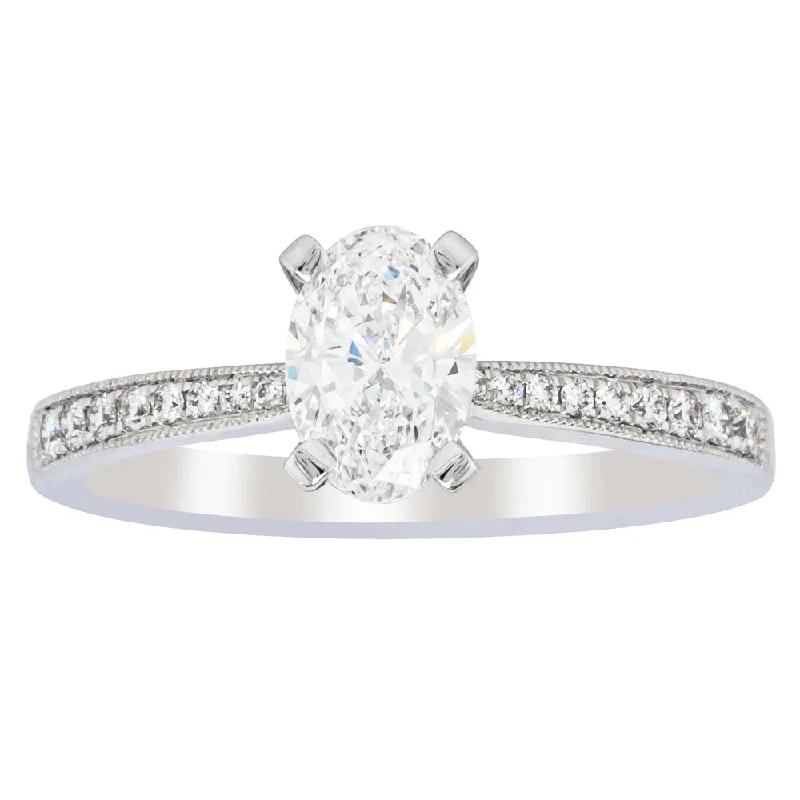 Chic, Trendy, And Affordable Jewelry Sale 18ct White Gold .70ct Oval Cut Diamond Zenith Ring