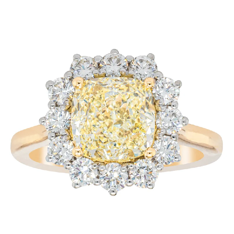 Shop Fine Jewelry With Amazing Deals 18ct Yellow Gold 3.01ct Yellow Cushion Cut Diamond Belle Ring Shop Fine Jewelry With Amazing Deals 18ct Yellow Gold 3.01ct Yellow Cushion Cut Diamond Belle Ring