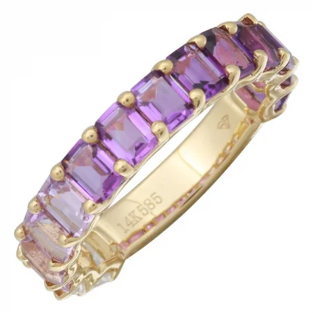 Shop Stylish Jewelry Now And Save Big 14k Gold Gemstone Purple Ombre Eternity Ring 3/4 Petite Emerald Cut