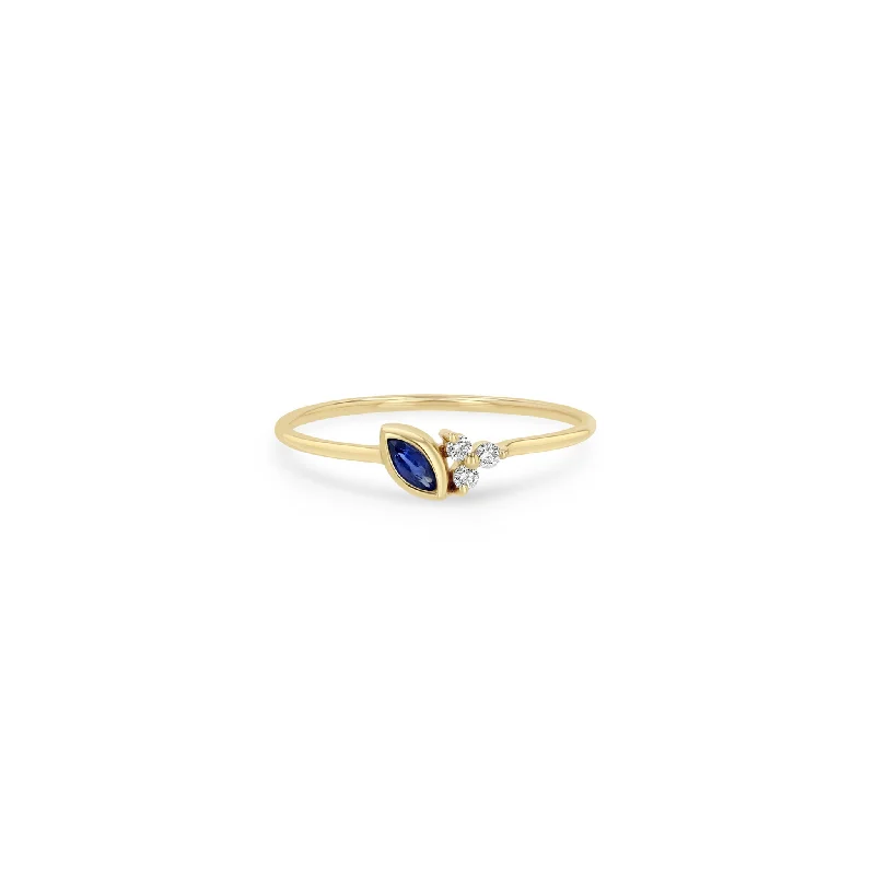 Buy More, Save More On Stunning Jewelry Designs 14k Marquise Blue Sapphire & Prong Diamond Trio Ring