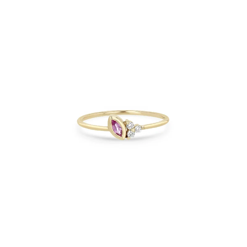 Upgrade Your Jewelry Collection For Less 14k Marquise Pink Sapphire & Prong Diamond Trio Ring