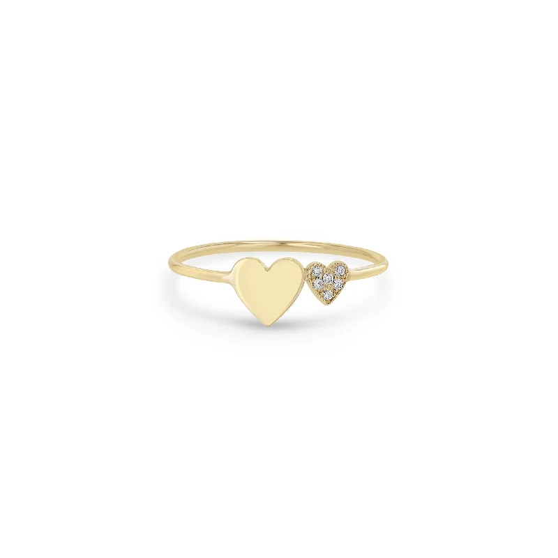 Exclusive Jewelry Offers – Sparkle For Less 14k Mixed Midi & Itty Bitty Pavé Diamond Heart Ring