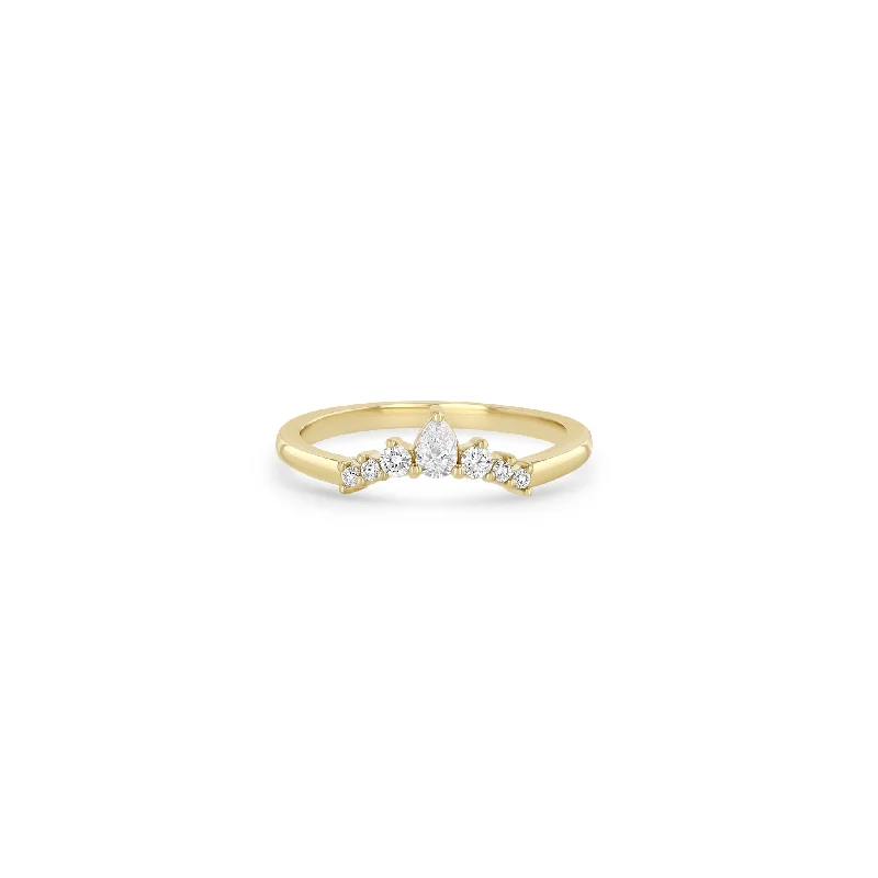 The Perfect Jewelry Piece At The Perfect Price 14k Pear & Graduated Round Diamond Curve Ring