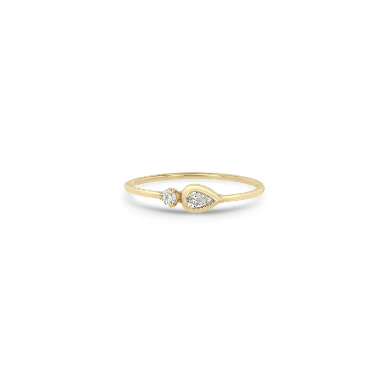Luxury Meets Affordability – Jewelry Sale Now Live 14k Pear Diamond Bezel & Prong Diamond Ring