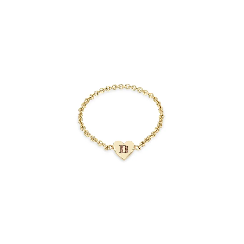 Elegant Jewelry, Exclusive Prices – Shop Now 14k Initial Heart Chain Ring