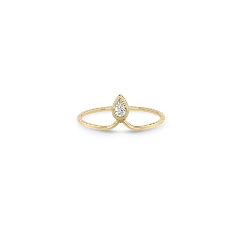 Timeless Jewelry At Special Discount Rates 14k Vertical Pear Diamond Bezel Crown Ring