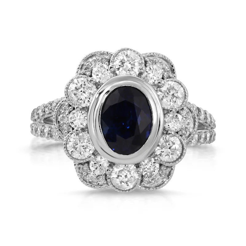 Premium Jewelry Now Available At Special Discounts 3.46ct.tw Black-Blue & White Primrose Ring