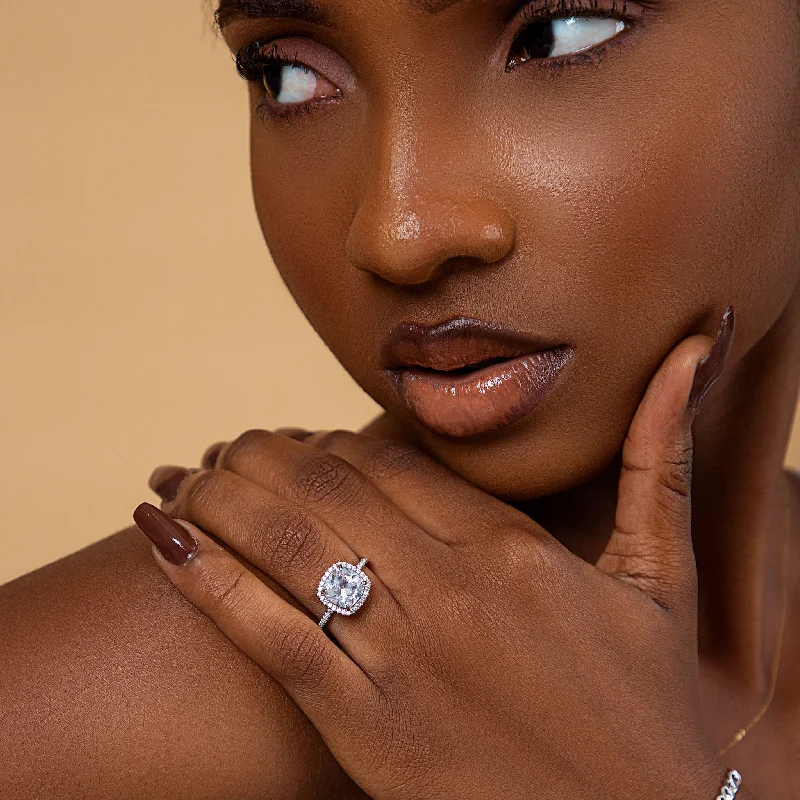 Exclusive Gemstone Jewelry At Special Prices Adalaide Princess Cut CZ Engagement Ring in 925 Sterling Silver