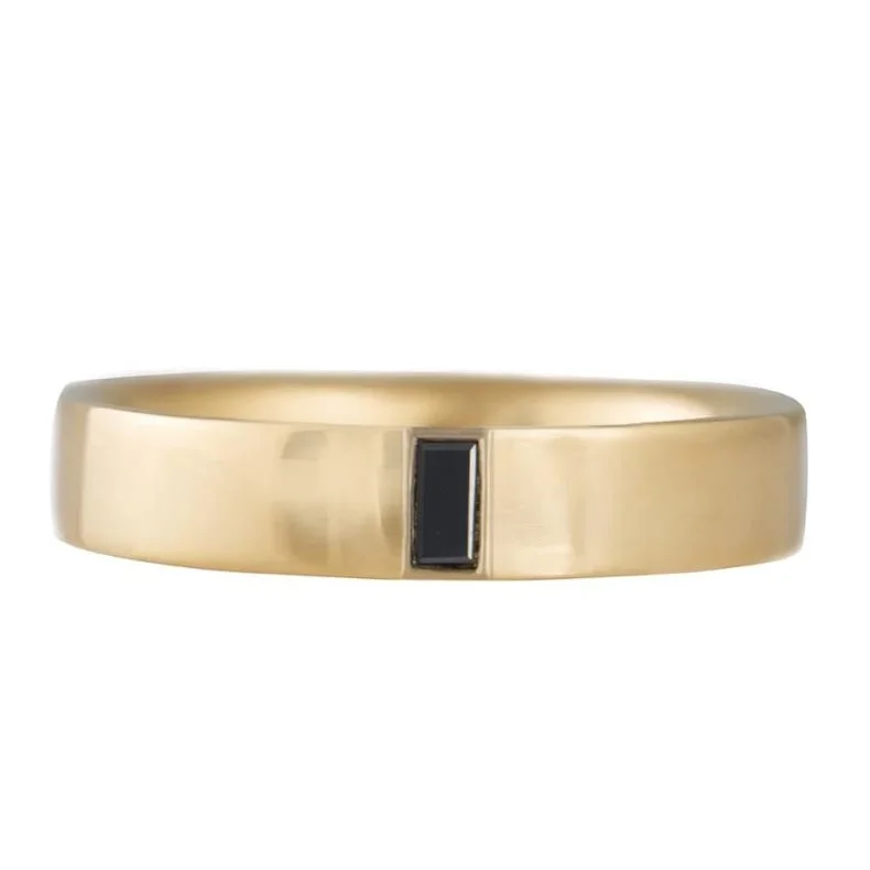 Shop Trending Jewelry With Exclusive Savings 18K Gold Men's Band with Single Baguette Black Diamond