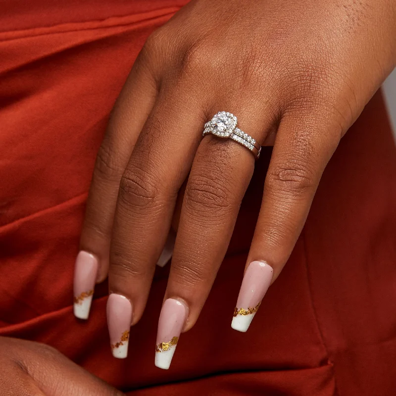 Personalized Jewelry Sale – Unique Pieces At Great Prices Classic Cushion CZ Sterling Silver Bride Set in 925 Sterling Silver