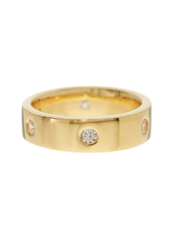 Breathtaking Jewelry At Limited-Time Savings Gold-Tone Classic Station CZ Band Ring