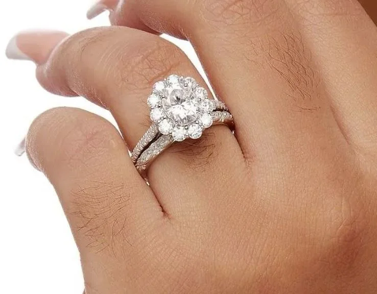 Sparkle On A Budget – Fine Jewelry For Less La Vie Oval Cut Moissanite Bride Set in 925 Sterling Silver