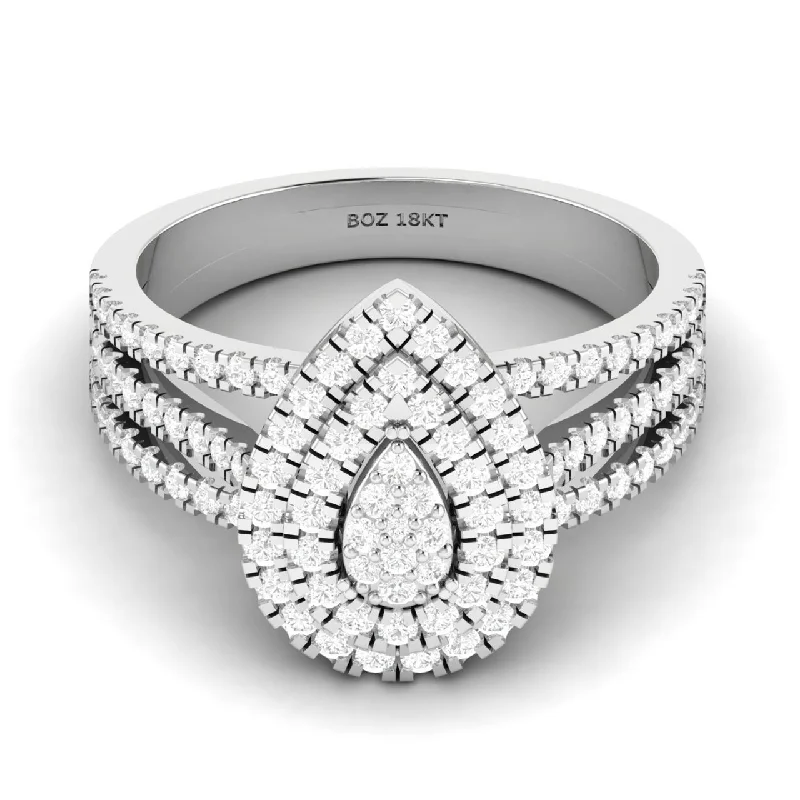 Chic And Stylish Jewelry At Exclusive Prices Lovely  Pear Cluster Natural Diamond Engagement Ring