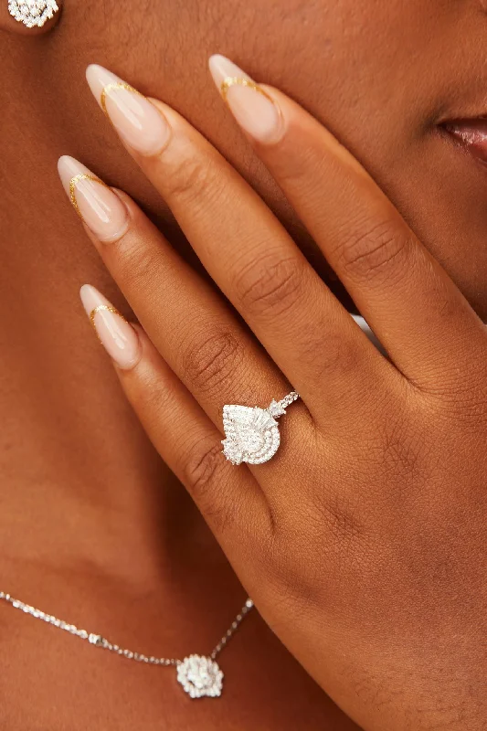 Discover Unique Jewelry With Special Limited-Time Offers Lucy Sterling Silver Pear Cluster CZ Engagement Ring