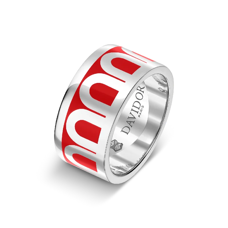 Limited-Time Jewelry Sale – Elegant Styles At Less L'Arc de DAVIDOR Ring GM, 18k White Gold with Fraise Lacquered Ceramic