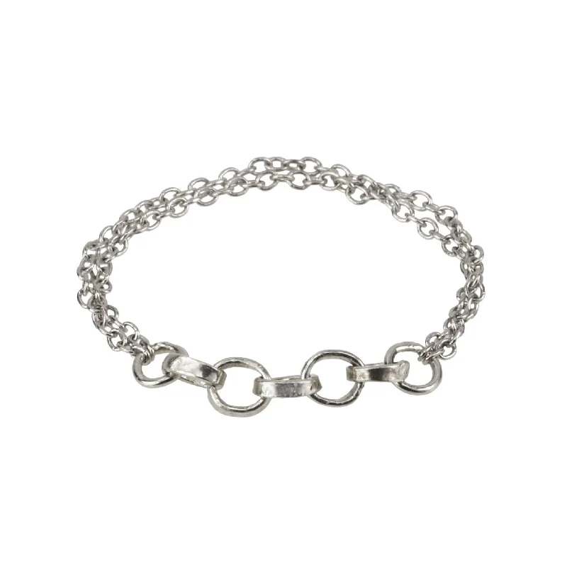 Fashion-Forward Geometric Jewelry For Contemporary Style "Delia" Sterling Silver Flexible Chain and Link Ring