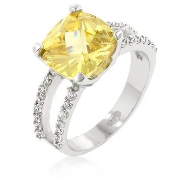 Exclusive Jewelry Offers – Shine For Less Sterling Silver Britney's Engagement Ring in Canary