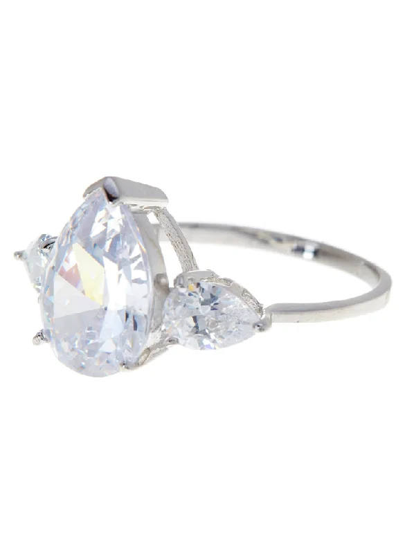 Holiday Jewelry Sale – Perfect Gifts At The Best Prices Sterling Silver Pear Cut CZ Diamond Ring