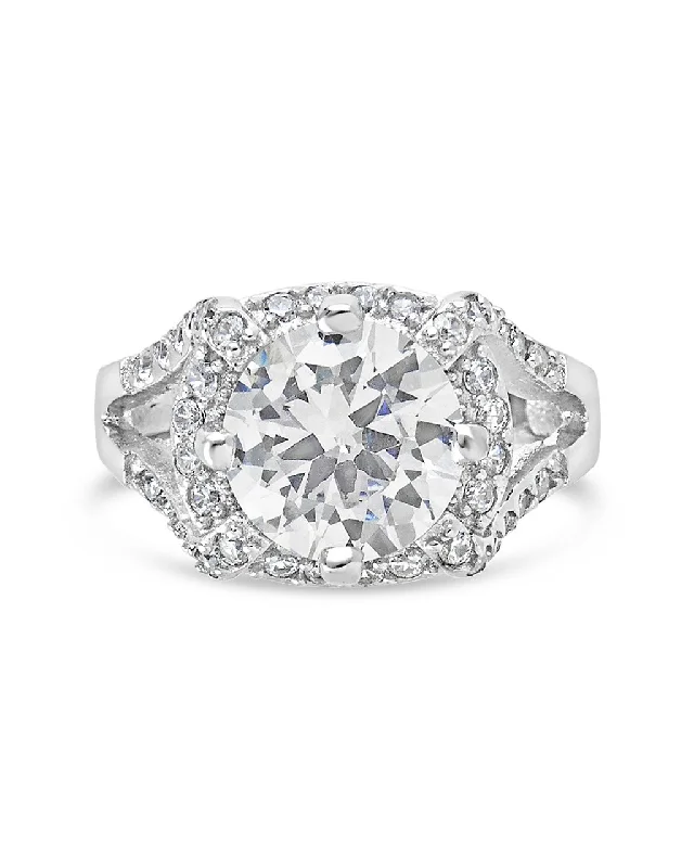 Premium Jewelry At Special Low Prices For A Limited Time Sterling Silver Split Shank CZ Halo Ring Premium Jewelry At Special Low Prices For A Limited Time Sterling Silver Split Shank CZ Halo Ring