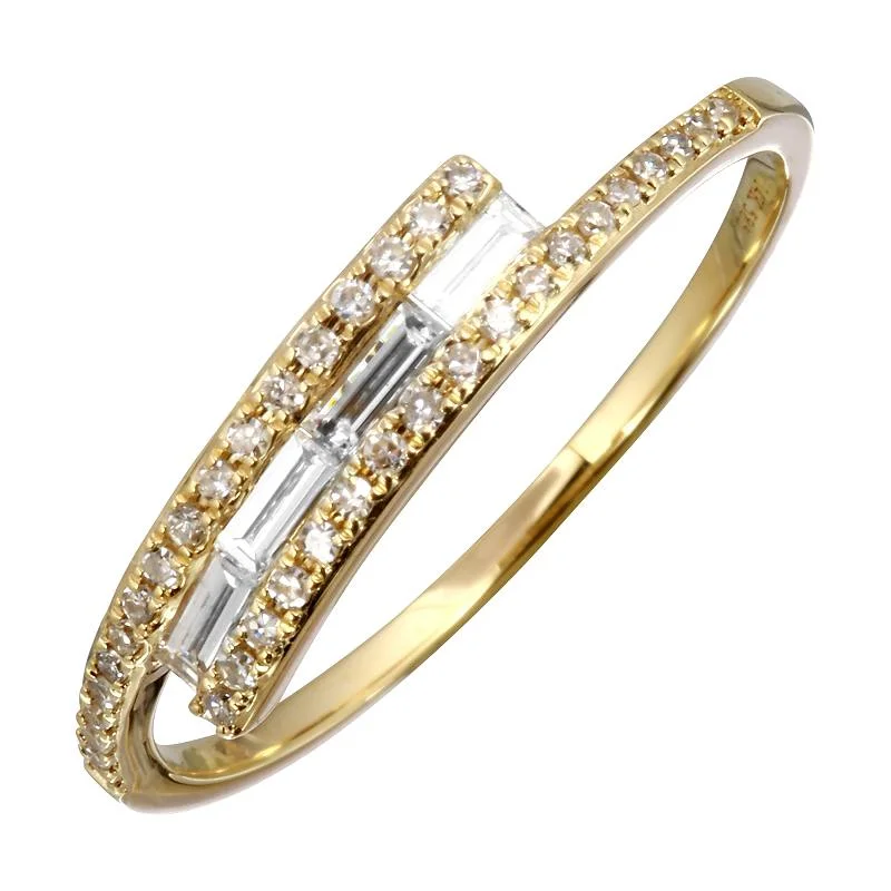 Elegant Rose Gold Jewelry For A Stylish Touch Twist Baguette and Round Diamond Ring