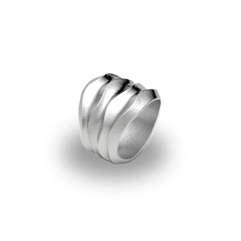 Big Discounts On Elegant Jewelry Collections Wide Tapered Desert Wave Band Ring