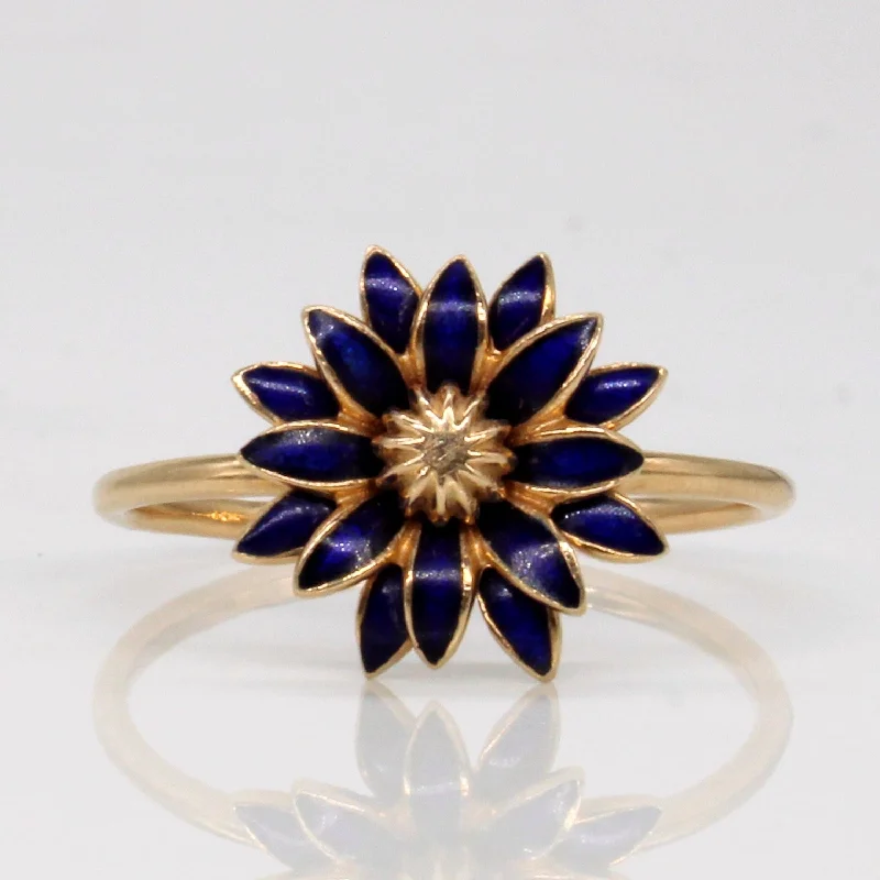 Luxury Meets Affordability – Jewelry Sale Now Live 14k Yellow Gold Enamel Flower Ring | SZ 9.5 |