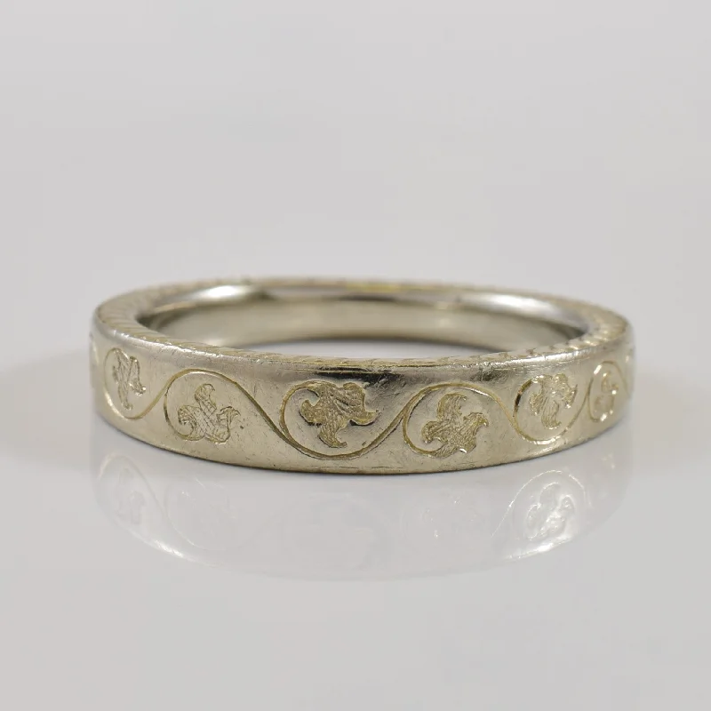 Jewelry Deals That Outshine The Rest 18k White Gold Patterned Ring | SZ 6.75 |