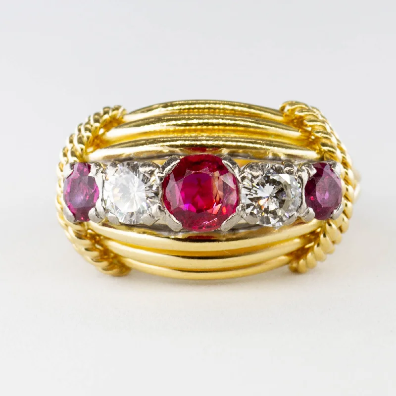 Limited-Time Offer On Premium Jewelry Collections Ruby and Diamond Five Stone Ring | 1.00 ctw, 0.56 ctw | SZ 5.5 Limited-Time Offer On Premium Jewelry Collections Ruby and Diamond Five Stone Ring | 1.00 ctw, 0.56 ctw | SZ 5.5
