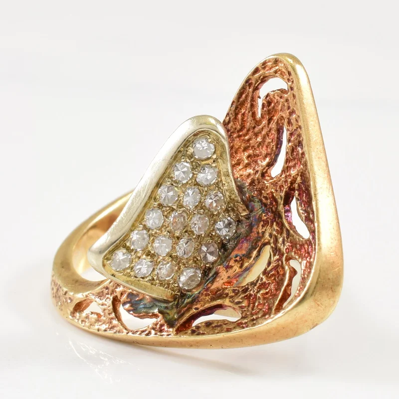 Waterproof Stainless Steel Jewelry For Lasting Beauty Abstract Two Tone Diamond Ring | 0.36ctw | SZ 7 |