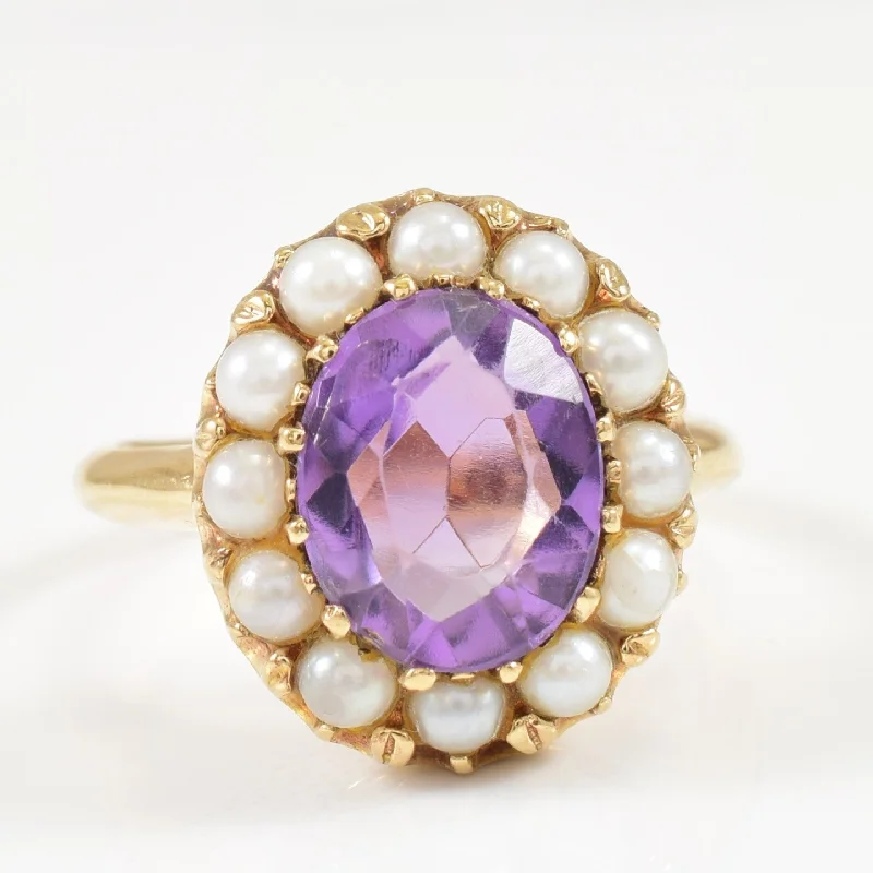Trending Jewelry Now Available At Exclusive Prices Amethyst & Seed Pearl Cocktail Ring | 2.00ct, 1.00ctw | SZ 5.75 |