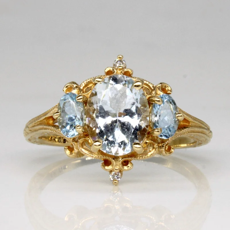 Get Your Favorite Jewelry At The Best Price Aquamarine & Diamond Cocktail Ring | 1.70ctw, 0.02ctw | SZ 8.75 |