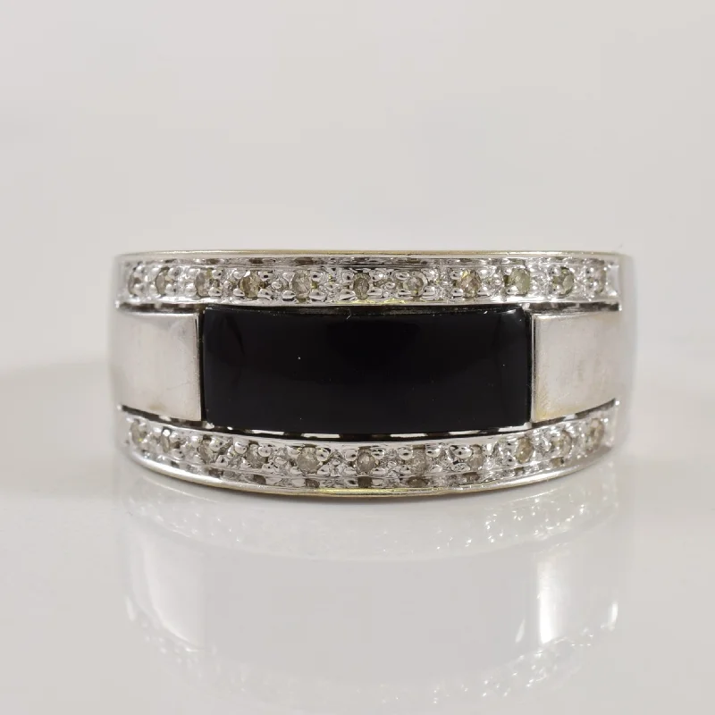 Customized Silver Jewelry For Unique Style Black Onyx & Diamond Ring | 1.50ct, 0.11ctw | SZ 9.5 |