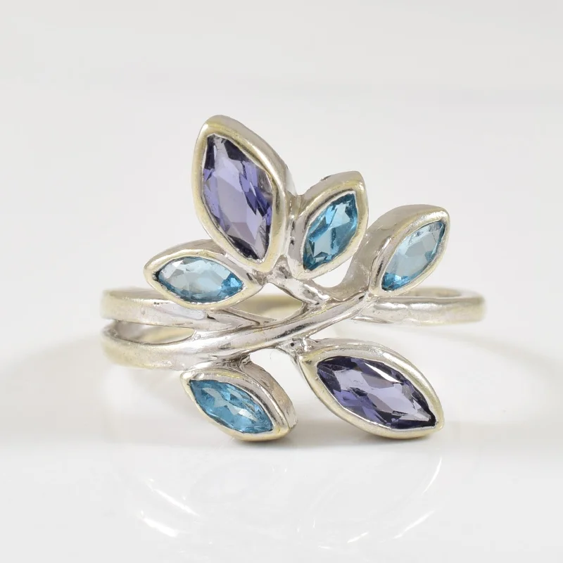 Luxury Jewelry Sale – Elegant Styles At Unbeatable Prices Blue Topaz & Amethyst Bypass Ring | 0.50ctw | SZ 5 |