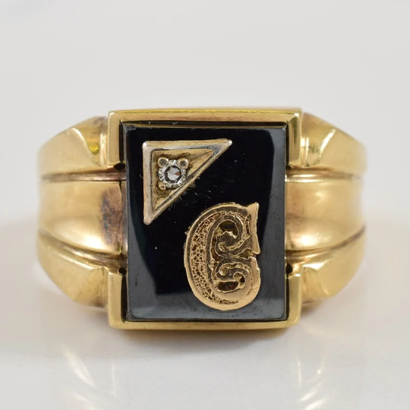Grab Your Dream Jewelry At The Lowest Prices C' Initial Hematite & Diamond Ring | 9.00ct, 0.02ct | SZ 8.25 |