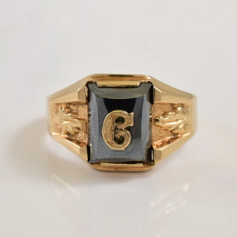 Jewelry Clearance Event – Stock Up Before It's Over 'C' Initialed Black Hematite Ring | 6.50ct | SZ 7.5 |