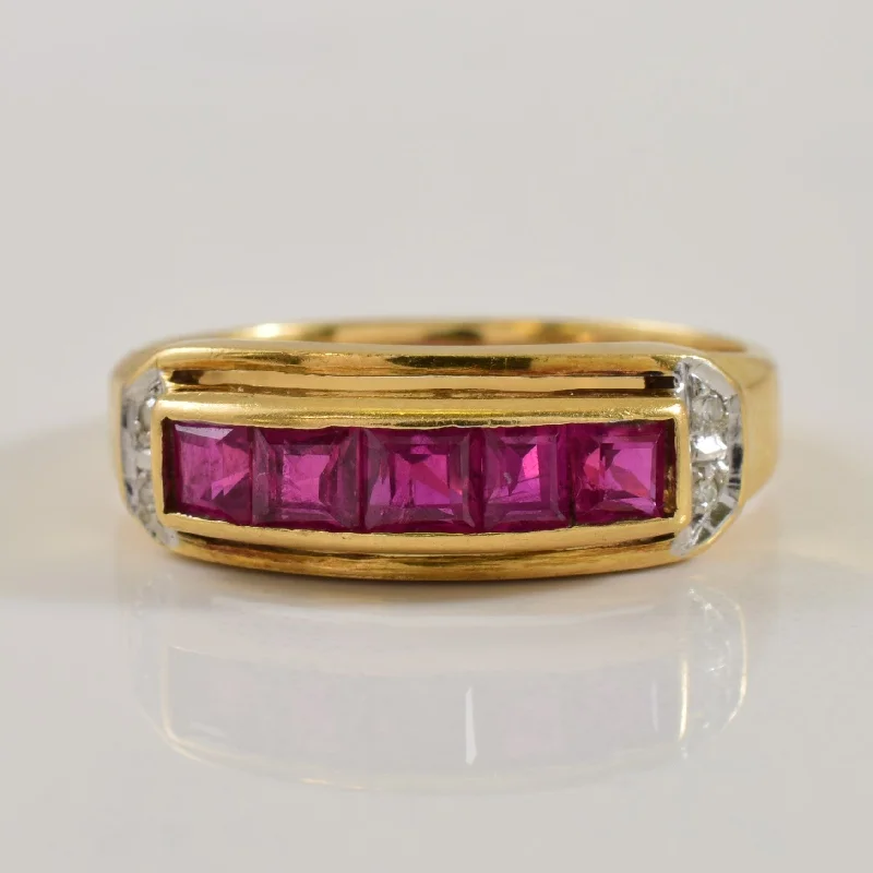 Exclusive Jewelry Bundles At Discounted Prices Channel Cut Ruby with Diamond Accents Ring | 0.75ctw, 0.02ctw | SZ 4.75 |