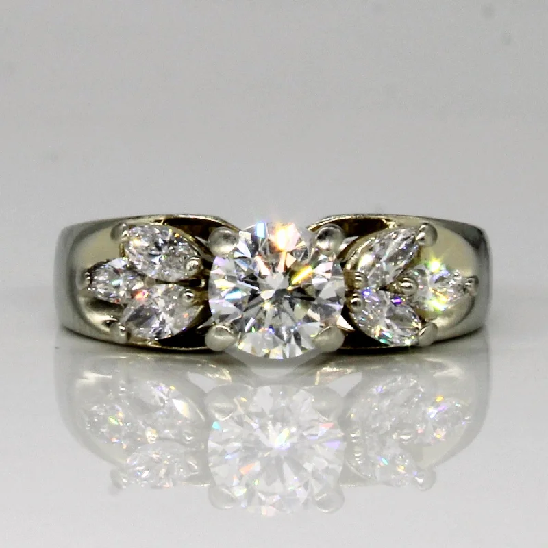 Affordable Luxury Jewelry For Every Occasion Diamond Engagement Ring with Marquise Accents | 1.23ctw | SZ 5 |