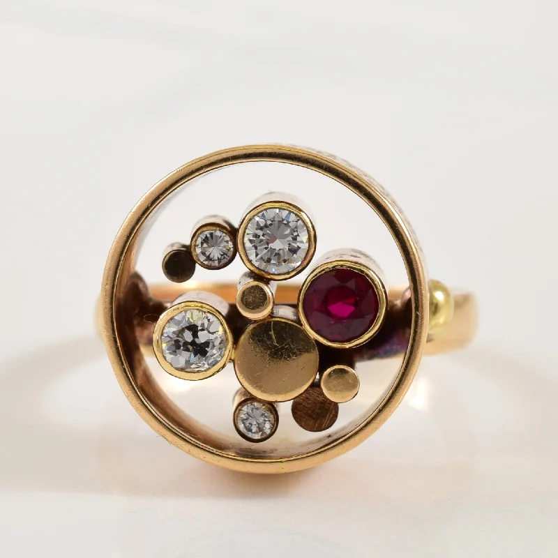 Exclusive Jewelry Bundles At Discounted Prices Diamond & Synthetic Ruby Abstract Ring | 0.34ctw, 0.20ct | SZ 9 |