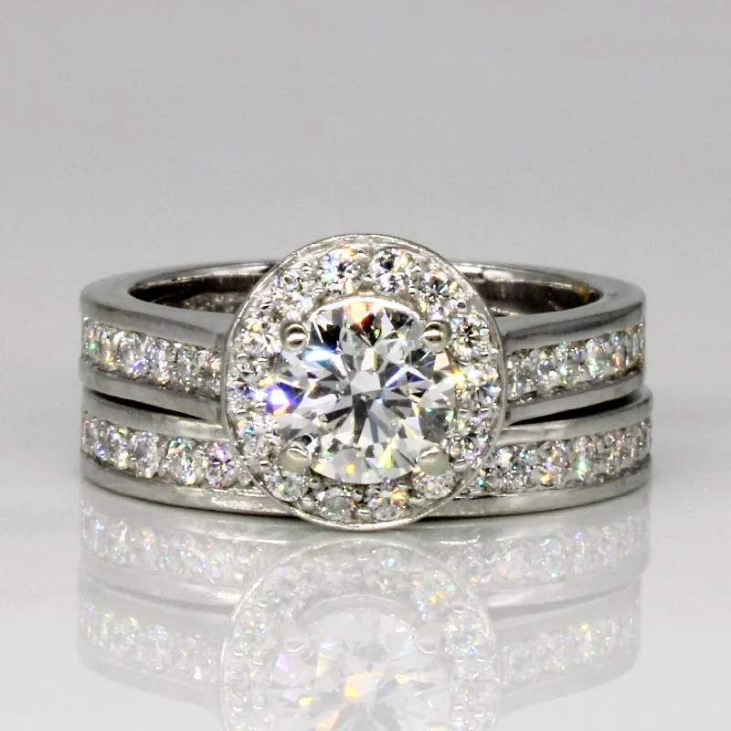 Limited-Time Offer On Elegant Jewelry Pieces Diamond Halo Engagement and Wedding Ring Set | 1.50ctw | SZ 6.25 |