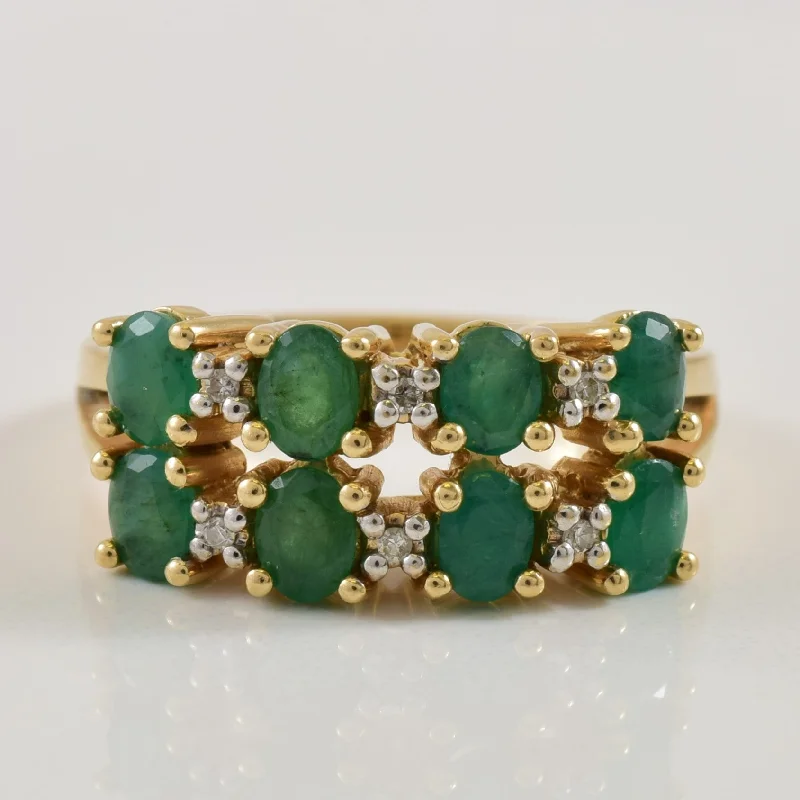 Shop Trending Jewelry With Exclusive Savings Double Row Emerald & Diamond Ring | 1.20ctw, 0.03ctw | SZ 7 |