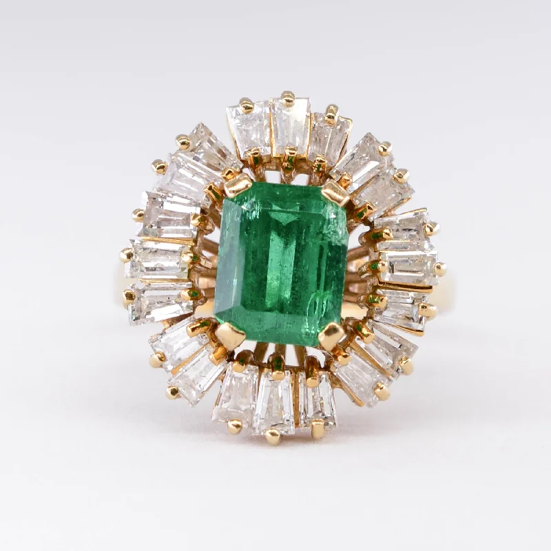 Dazzle In Elegance With Our Biggest Jewelry Sale Emerald & Baguette Diamond Cocktail Ring | 2.18ct, 1.09ctw | SZ 5.75 |