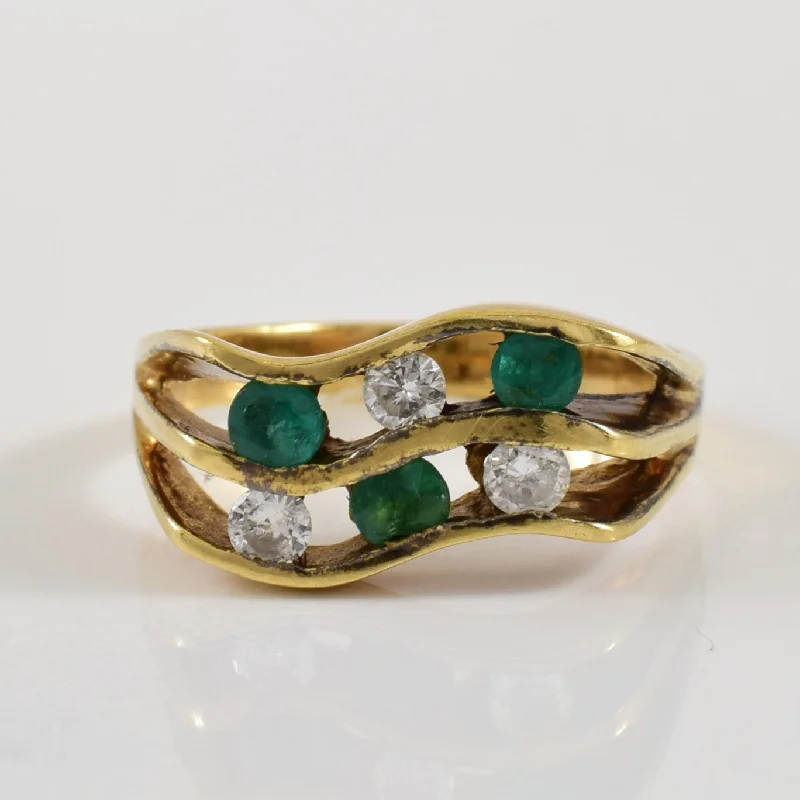 Clearance Sale On High-End Jewelry Collections Emerald & Diamond Wave Ring | 0.27ctw, 0.15ctw | SZ 5.75 |