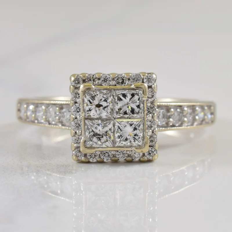 Chic And Stylish Jewelry At Exclusive Prices Grid Diamond Halo Ring | 0.90ctw | SZ 7 | Chic And Stylish Jewelry At Exclusive Prices Grid Diamond Halo Ring | 0.90ctw | SZ 7 |