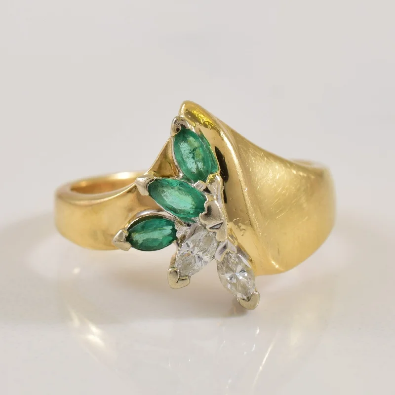Bohemian-Inspired Jewelry For Free-Spirited Fashion Marquise Emerald & Diamond Ring | 0.12ctw, 012ctw | SZ 5.25 |