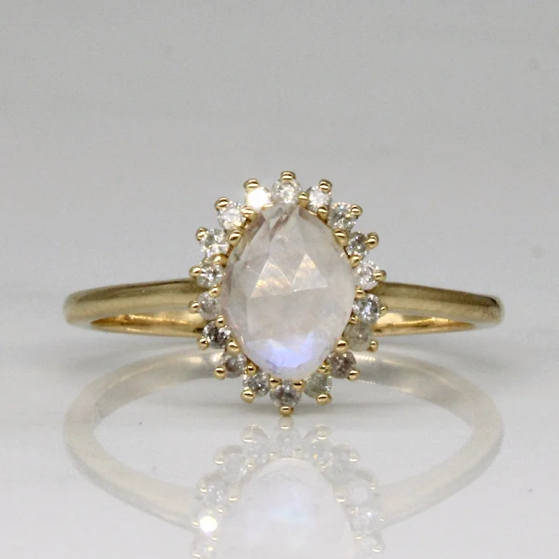 Handmade Pearl Jewelry For Timeless Elegance Moonstone Diamond Cocktail 14k Ring | 1.00ct | SZ 6.75 |
