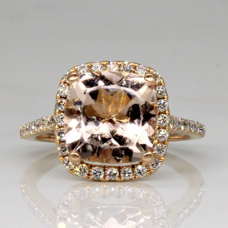 Discounted Jewelry For A Glamorous Look Morganite & Diamond Cocktail Ring | 2.60ct, 0.20ctw | SZ 5 |