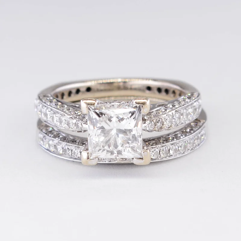 Shop Stylish Jewelry Now And Save Big GIA Certified Diamond Princess Wedding Set with European Shank | 2.60 ctw | SZ 4.5