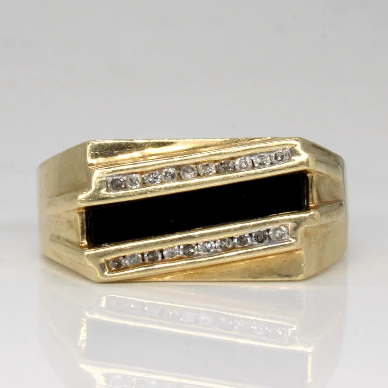 Handcrafted Jewelry Sale – Unique Designs At Low Prices Onyx & Diamond Cocktail Ring | 0.65ct, 0.10ctw | SZ 10.25 |
