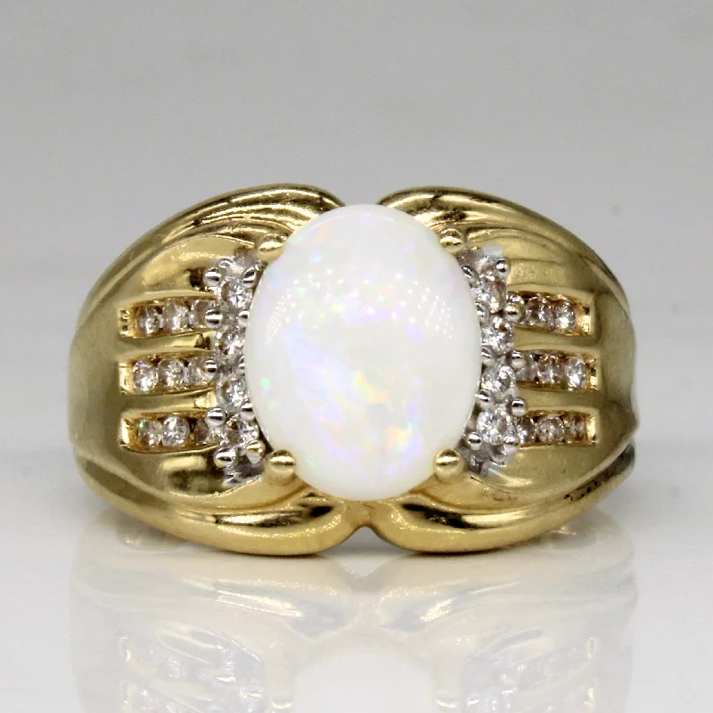 Trending Jewelry Styles Now At Limited-Time Discounts Opal & Diamond Cocktail Ring | 1.36ct, 0.26ctw | SZ 7.25 |