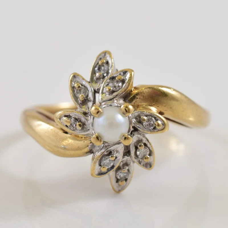 Limited-Time Offer On Premium Jewelry Collections Pearl & Diamond Bypass Ring | 0.20ct, 0.04ctw | SZ 6.25 |